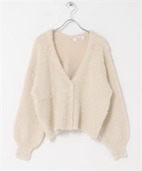 羽毛紗雙面織物開襟衫(象牙白-FREE-IVORY)