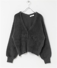 羽毛紗雙面織物開襟衫(炭灰色-FREE-CHARCOAL GRAY)