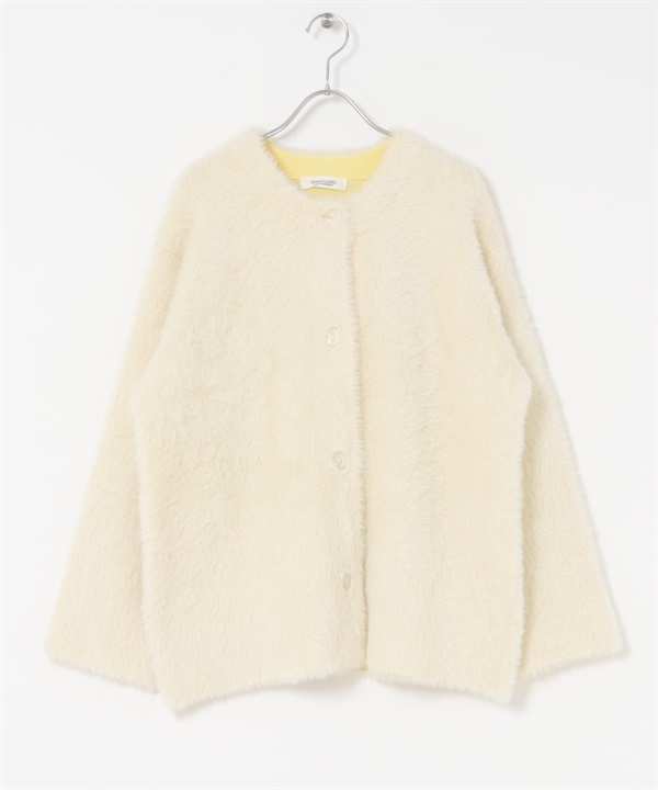 雙面織物配色開襟衫(米色-FREE-OFF WHITE)