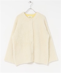 雙面織物配色開襟衫(米色-FREE-OFF WHITE)