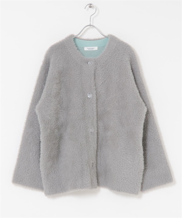 雙面織物配色開襟衫(灰色-FREE-GRAY)