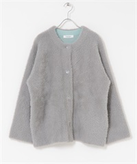 雙面織物配色開襟衫(灰色-FREE-GRAY)