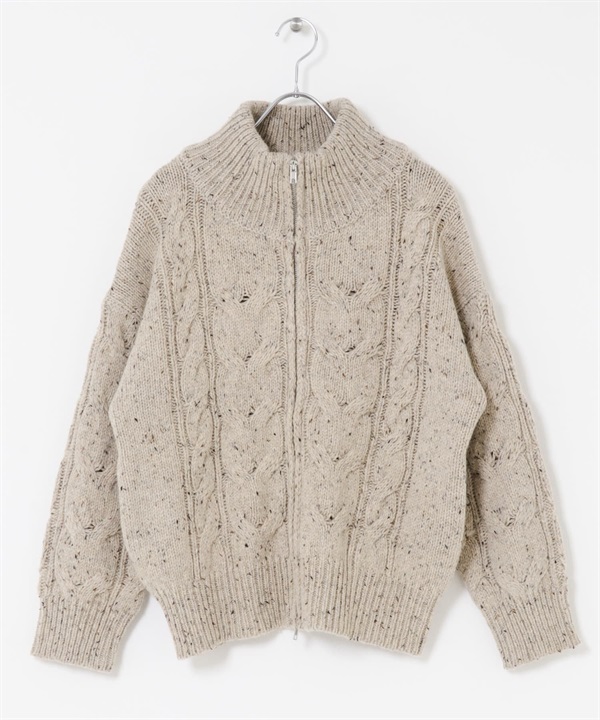 羊毛麻花針織拉鍊外套(灰色-FREE-GRAY)