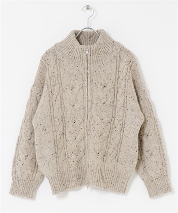 羊毛麻花針織拉鍊外套(灰色-FREE-GRAY)