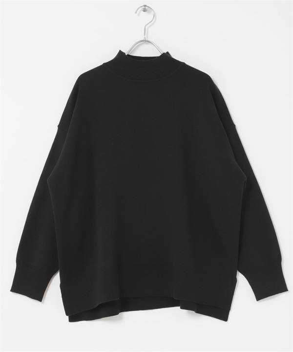 UR TECH 側邊開衩設計細針織衫(黑色-FREE-BLACK)