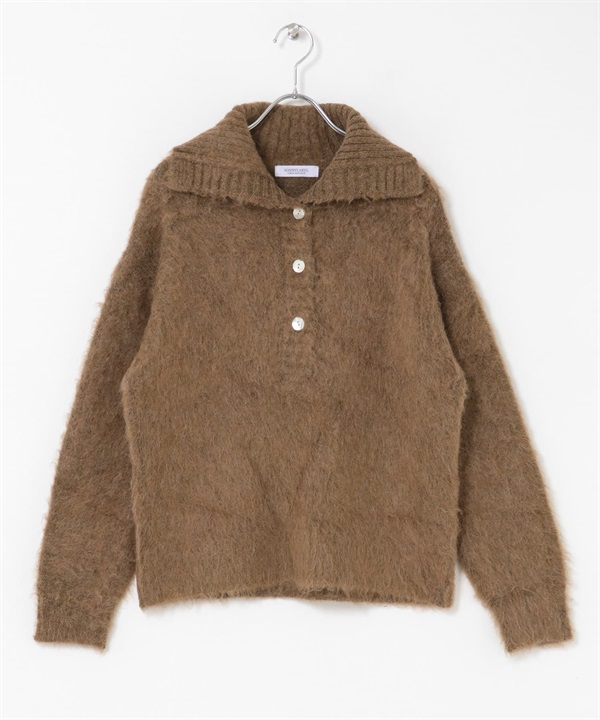 絨毛感V字領緣針織衫(摩卡色-FREE-MOCHA)