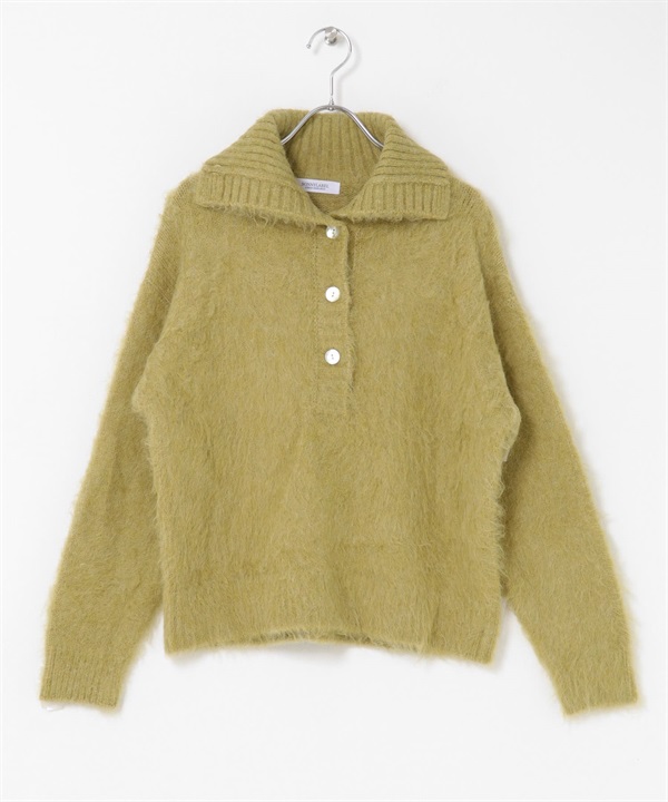 絨毛感V字領緣針織衫(開心果綠-FREE-其他綠色)