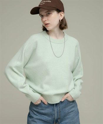 絨毛感圓領針織衫