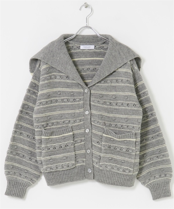 橫紋花紋針織衫(灰色-FREE-GRAY)