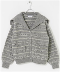 橫紋花紋針織衫(灰色-FREE-GRAY)