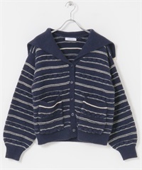 橫紋花紋針織衫(藏青色-FREE-NAVY)