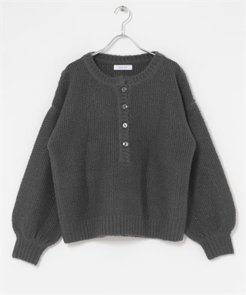 亨利領針織衫(灰色-FREE-GRAY)