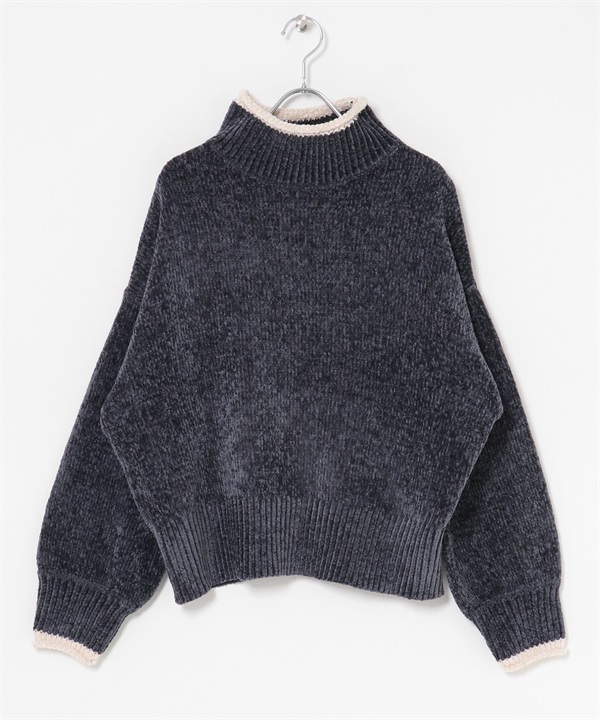 雪尼爾紗高領針織衫(炭灰色-FREE-CHARCOAL GRAY)