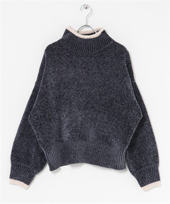 雪尼爾紗高領針織衫(炭灰色-FREE-CHARCOAL GRAY)