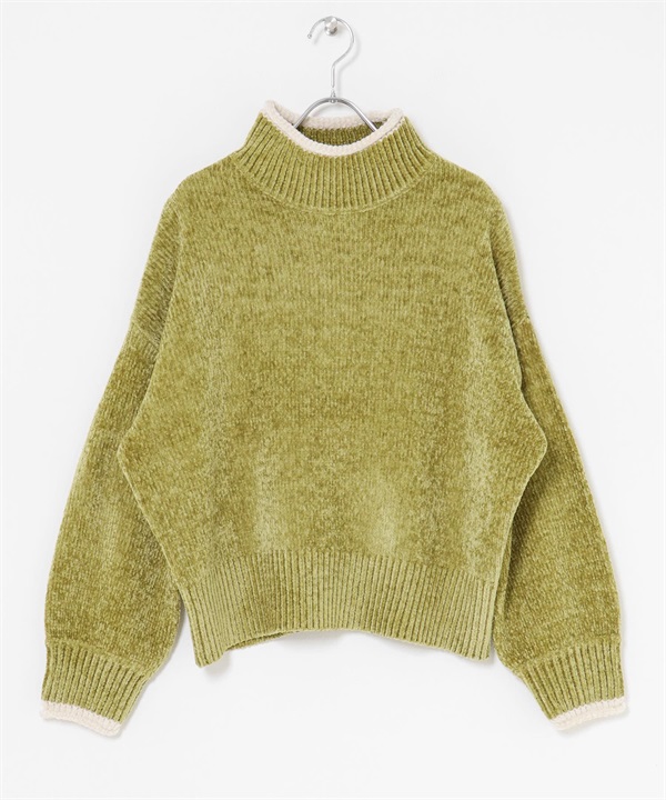 雪尼爾紗高領針織衫(開心果綠-FREE-其他綠色)