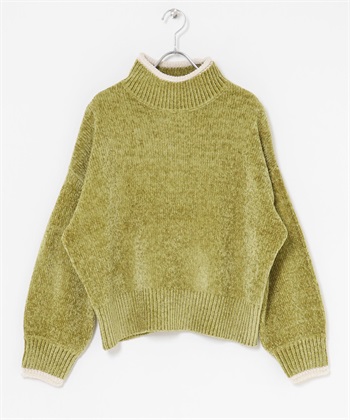雪尼爾紗高領針織衫(開心果綠-FREE-其他綠色)