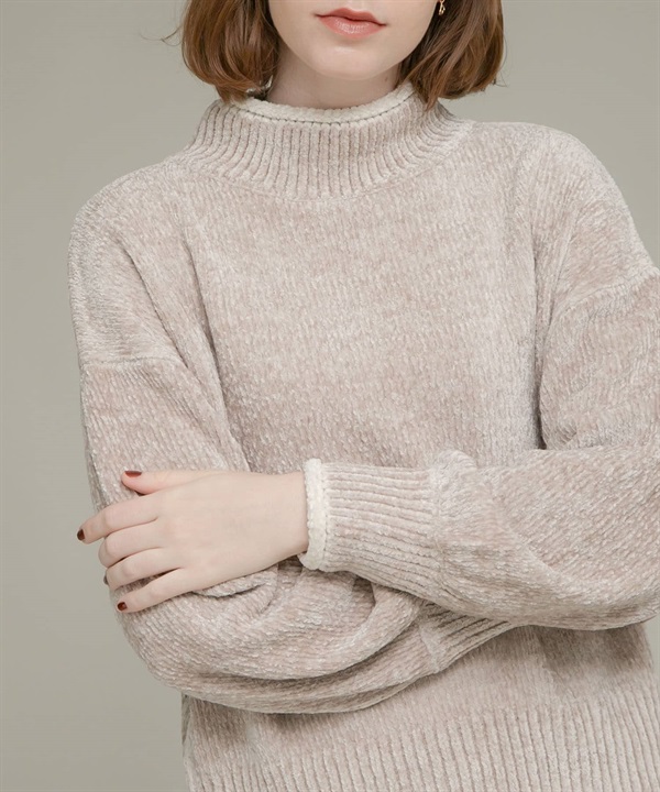 雪尼爾紗高領針織衫