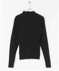 可機洗羅紋高領針織衫(黑色-FREE-BLACK)