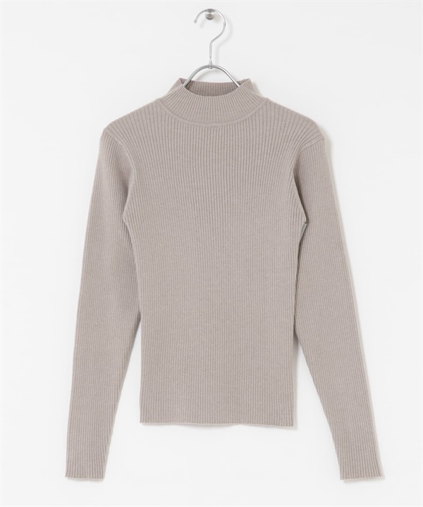 可機洗羅紋高領針織衫(灰色-FREE-GRAY)