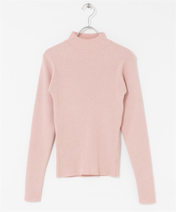 可機洗羅紋高領針織衫(粉紅色-FREE-PINK)