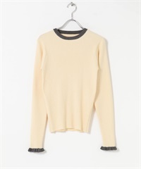 袖口荷葉邊圓領套衫(OFF WHITE-Free-OFF WHITE)