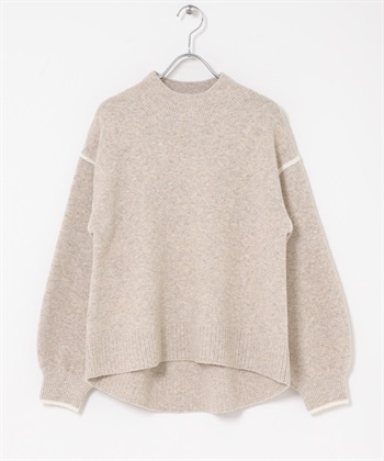 背面圓弧彩色接縫設計針織衫(燕麥色-FREE-OATMEAL)