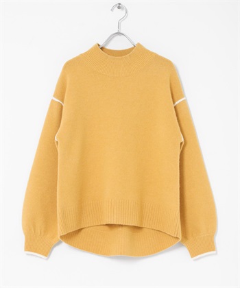 背面圓弧彩色接縫設計針織衫(黃色-FREE-YELLOW)