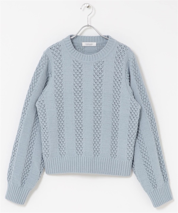 絲絨雪尼爾紗鏤空針織衫(藍灰色-FREE-其他灰色)