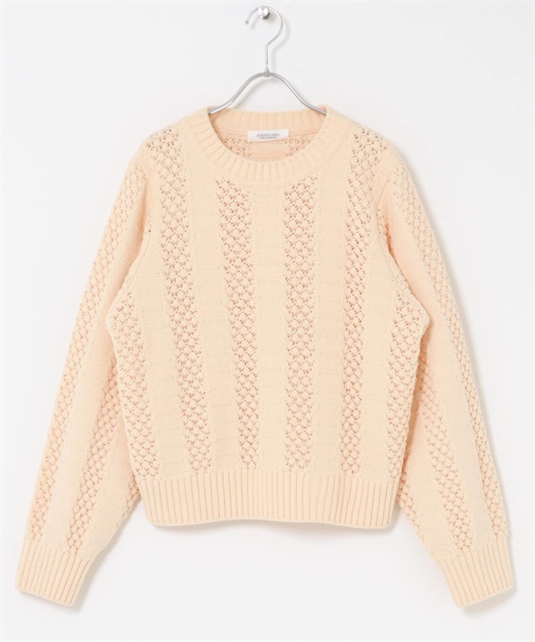 絲絨雪尼爾紗鏤空針織衫(淺粉紅色-FREE-LIGHT PINK)