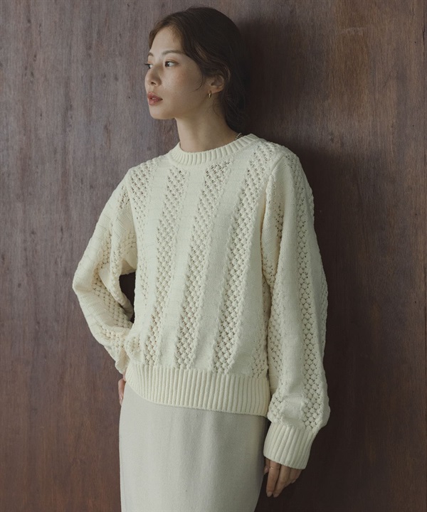 絲絨雪尼爾紗鏤空針織衫