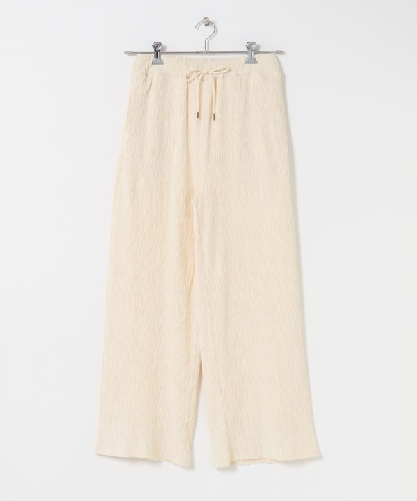 絲絨百褶輕便長褲(亞麻色-FREE-其他白色)