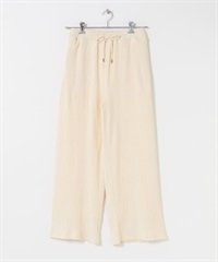 絲絨百褶輕便長褲(亞麻色-FREE-其他白色)