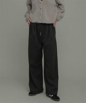 起毛單褶輕便長褲