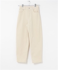 燈芯絨弧線剪裁長褲(米色-36-OFF WHITE)