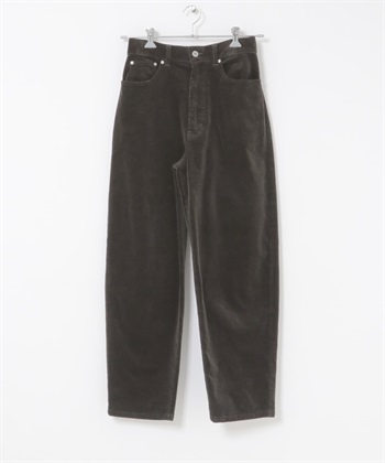 燈芯絨弧線剪裁長褲(炭灰色-38-CHARCOAL GRAY)