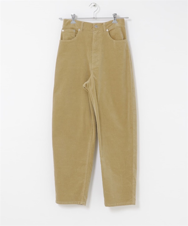 燈芯絨弧線剪裁長褲(膚色-36-BEIGE)