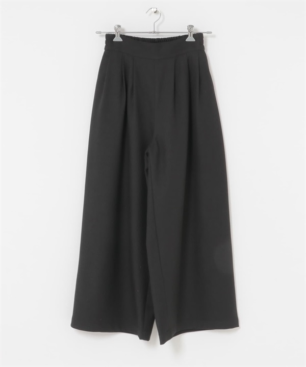 可機洗寬版打褶輕便長褲(黑色-36-BLACK)