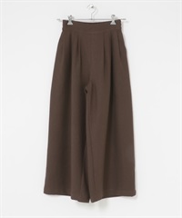 可機洗寬版打褶輕便長褲(棕色-36-BROWN)
