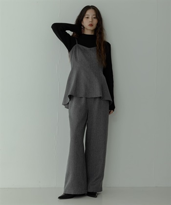 【成套組合】人字紋細肩帶背心 × 長褲