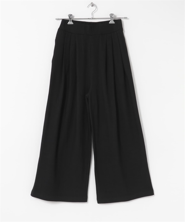 裏起毛彈性打褶輕便長褲(黑色-36-BLACK)