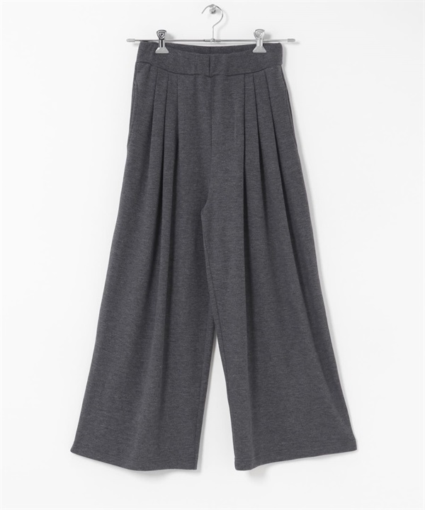 裏起毛彈性打褶輕便長褲(炭灰色-36-CHARCOAL GRAY)