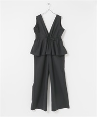 荷葉下襬連身褲(黑色-36-BLACK)