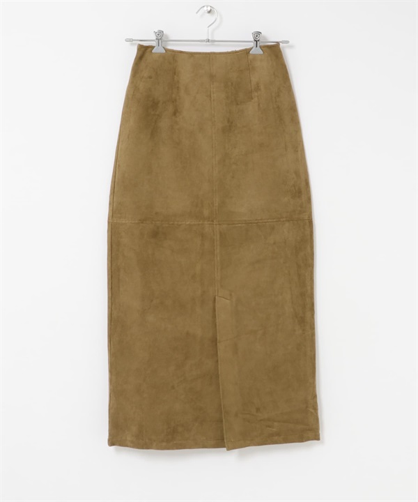 仿麂皮長裙(膚色-36-BEIGE)