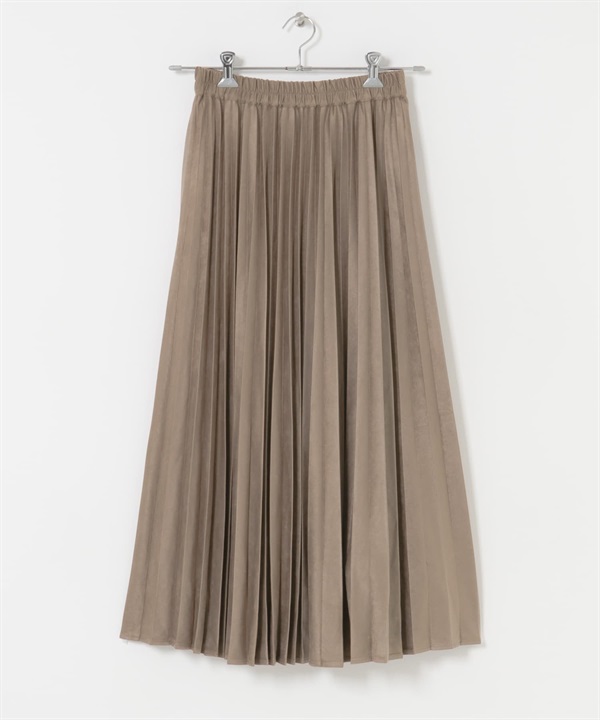 仿麂皮百褶裙(膚色-FREE-BEIGE)