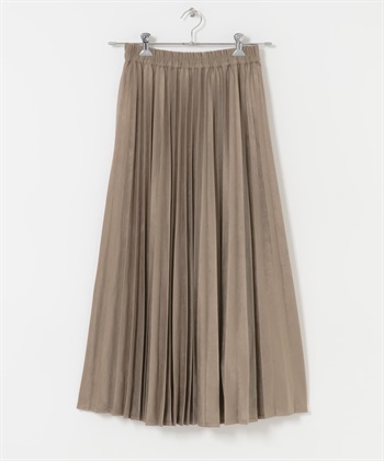 仿麂皮百褶裙(膚色-FREE-BEIGE)