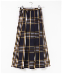 鬆緊帶格紋打褶裙(黑色系-36-其他黑色)