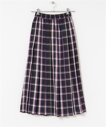 鬆緊帶格紋百褶裙(棕色系-38-其他棕色)