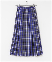 鬆緊帶格紋百褶裙(藍色系-36-其他藍色)