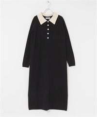 針織POLO洋裝(黑色-FREE-BLACK)