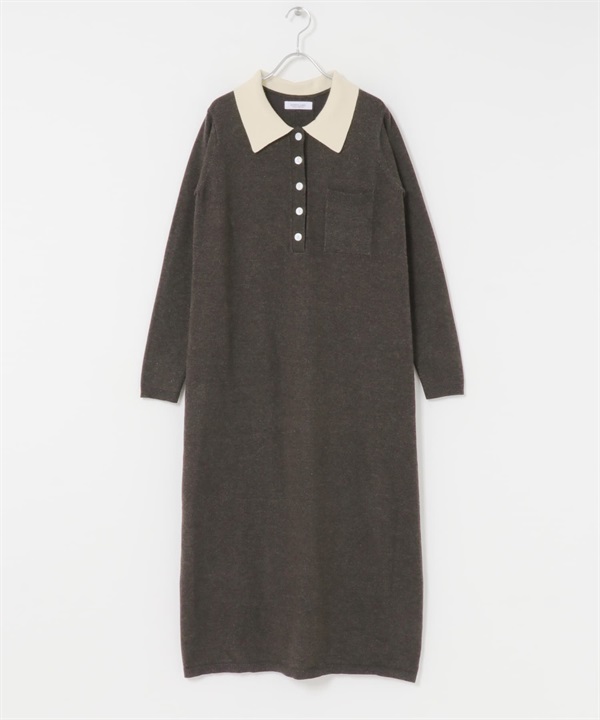 針織POLO洋裝(炭灰色-FREE-CHARCOAL GRAY)